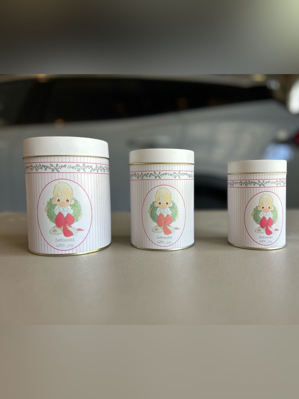 3 Precious Moments Christmas nesting canisters